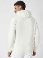 True Religion Men White Embroidered Hooded Full Sleeves Sweatshirt