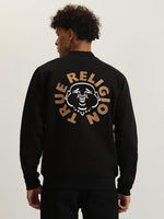 True Religion Men Embroidered Stand Collar Full Sleeves Bomber Jacket