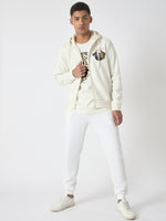True Religion Men White Solid Hooded Full Sleeves Sweatshirt