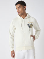 True Religion Men White Solid Hooded Full Sleeves Sweatshirt
