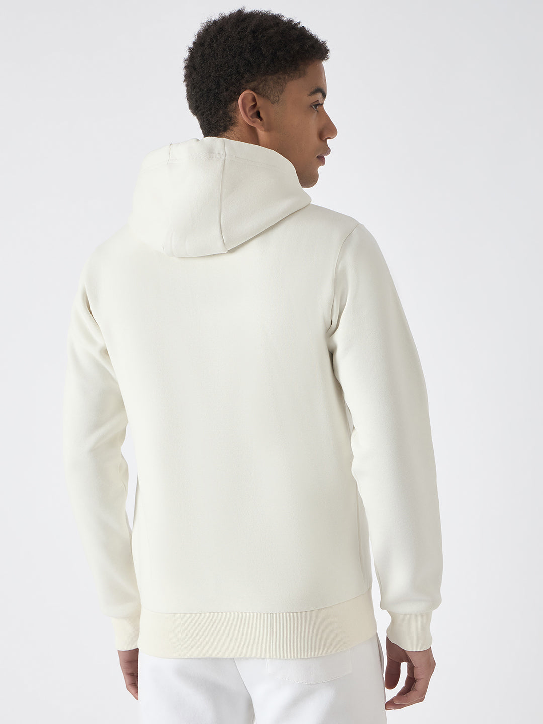 True Religion Men White Solid Hooded Full Sleeves Sweatshirt