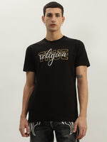 True Religion Men Black Printed Round Neck Short Sleeves Tshirt