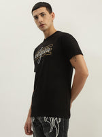 True Religion Men Black Printed Round Neck Short Sleeves Tshirt