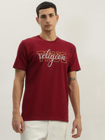 True Religion Men Red Printed Round Neck Short Sleeves Tshirt