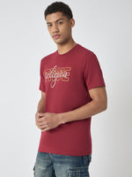 True Religion Men Red Printed Round Neck Short Sleeves Tshirt