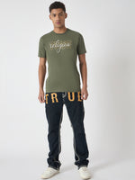True Religion Men Green Printed Round Neck Short Sleeves Tshirt