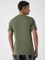 True Religion Men Green Printed Round Neck Short Sleeves Tshirt