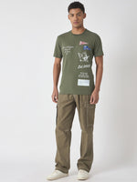 True Religion Men Green Printed Round Neck Short Sleeves Tshirt