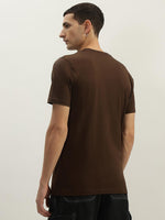 True Religion Men Brown Printed Round Neck Short Sleeves Tshirt