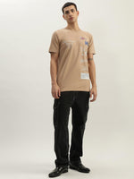 True Religion Men Beige Printed Round Neck Short Sleeves Tshirt