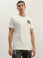 True Religion Men White Printed Round Neck Short Sleeves Tshirt