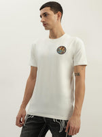 True Religion Men White Printed Round Neck Short Sleeves Tshirt