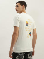 True Religion Men White Printed Round Neck Short Sleeves Tshirt