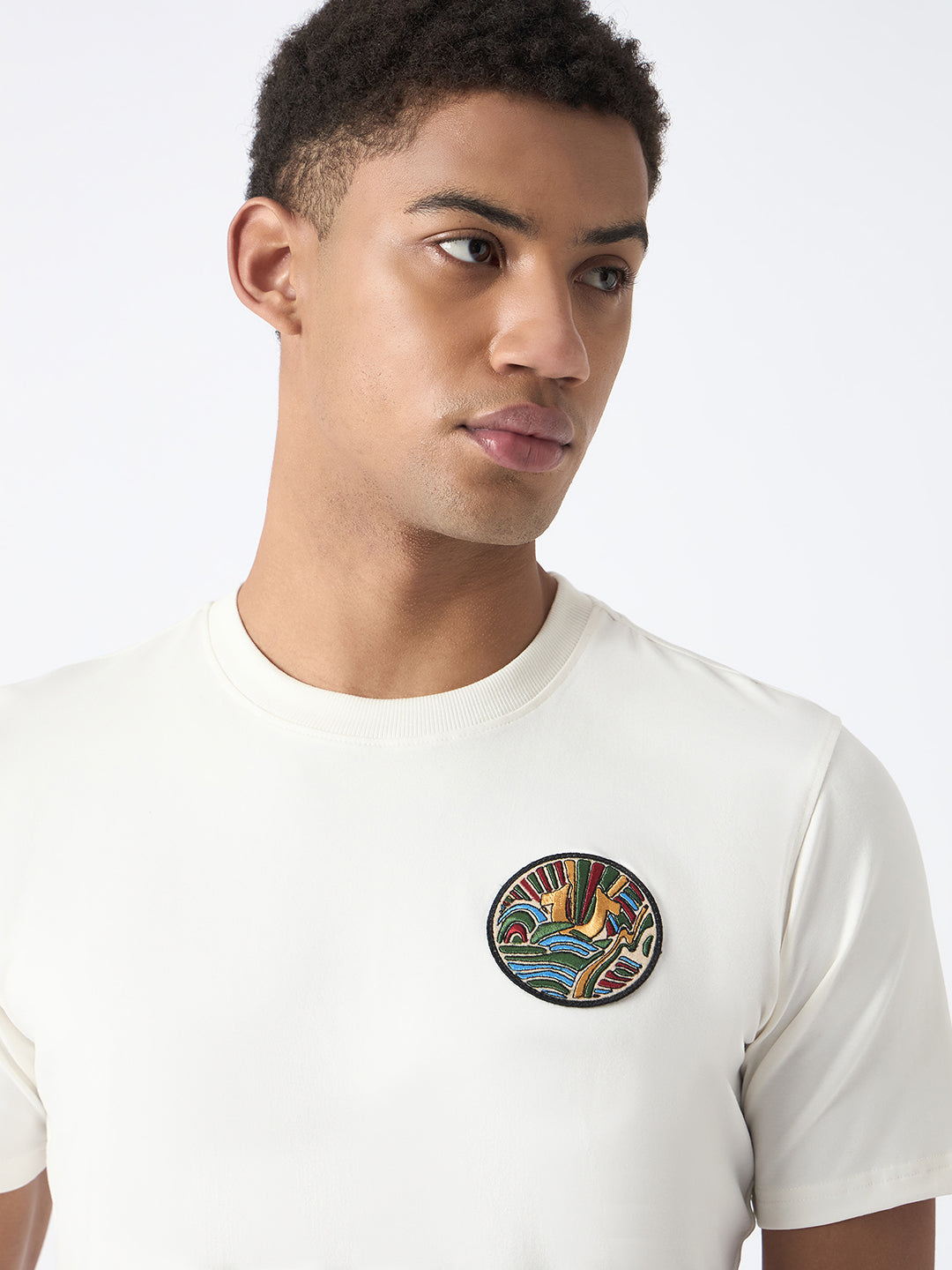True Religion Men White Printed Round Neck Short Sleeves Tshirt