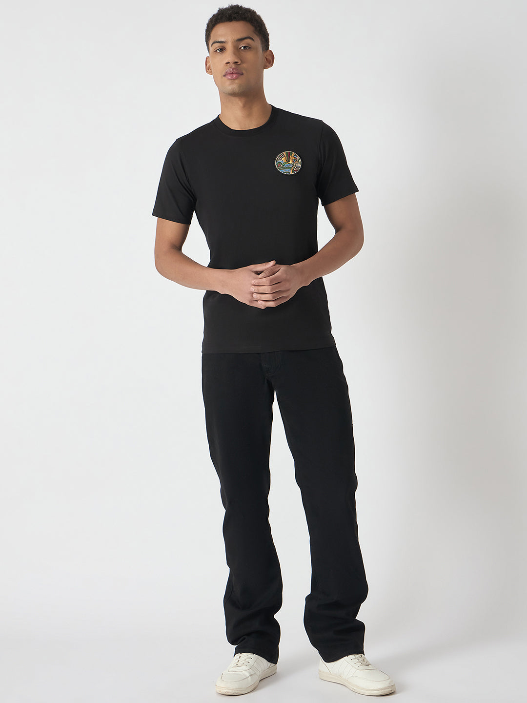 True Religion Men Black Printed Round Neck Short Sleeves Tshirt