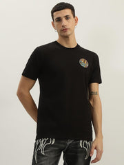 True Religion Men Black Printed Round Neck Short Sleeves Tshirt