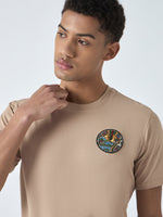 True Religion Men Beige Printed Round Neck Short Sleeves Tshirt