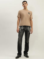 True Religion Men Beige Printed Round Neck Short Sleeves Tshirt