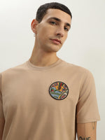True Religion Men Beige Printed Round Neck Short Sleeves Tshirt