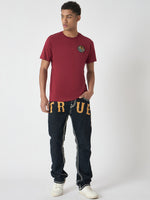 True Religion Men Red Printed Round Neck Short Sleeves Tshirt