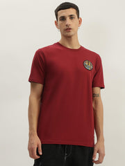 True Religion Men Red Printed Round Neck Short Sleeves Tshirt