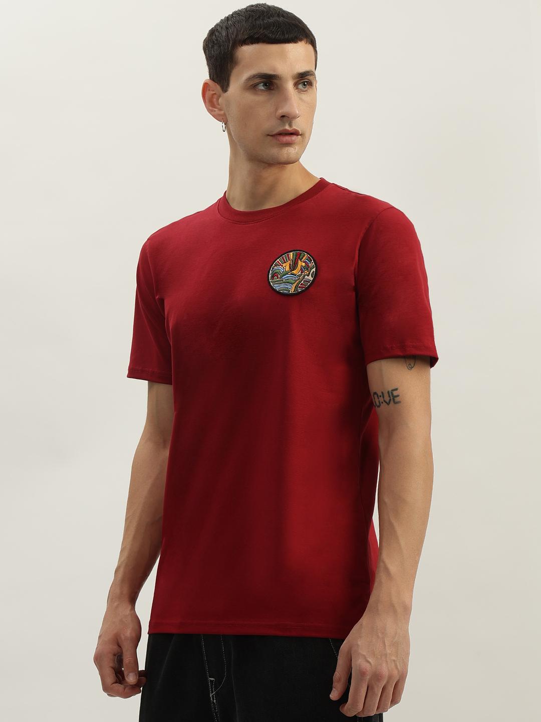 True Religion Men Red Printed Round Neck Short Sleeves Tshirt