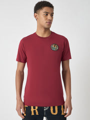 True Religion Men Red Printed Round Neck Short Sleeves Tshirt