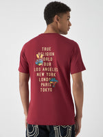 True Religion Men Red Printed Round Neck Short Sleeves Tshirt