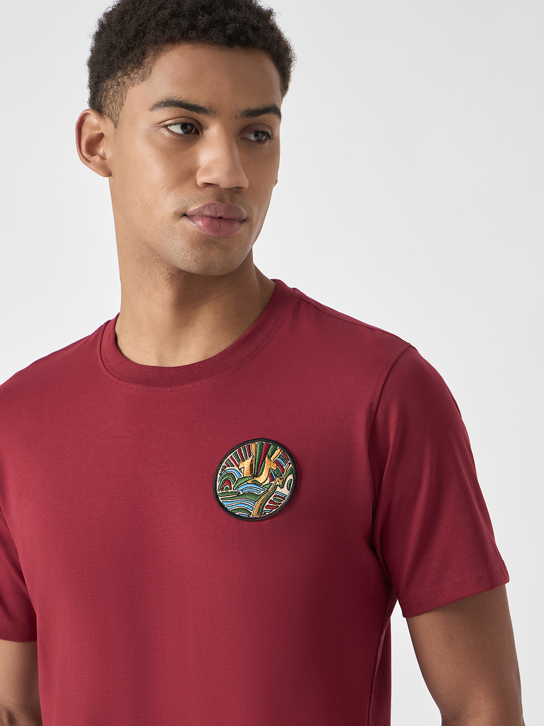 True Religion Men Red Printed Round Neck Short Sleeves Tshirt