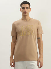 True Religion Men Beige Printed Round Neck Short Sleeves Tshirt