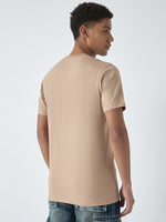 True Religion Men Beige Printed Round Neck Short Sleeves Tshirt