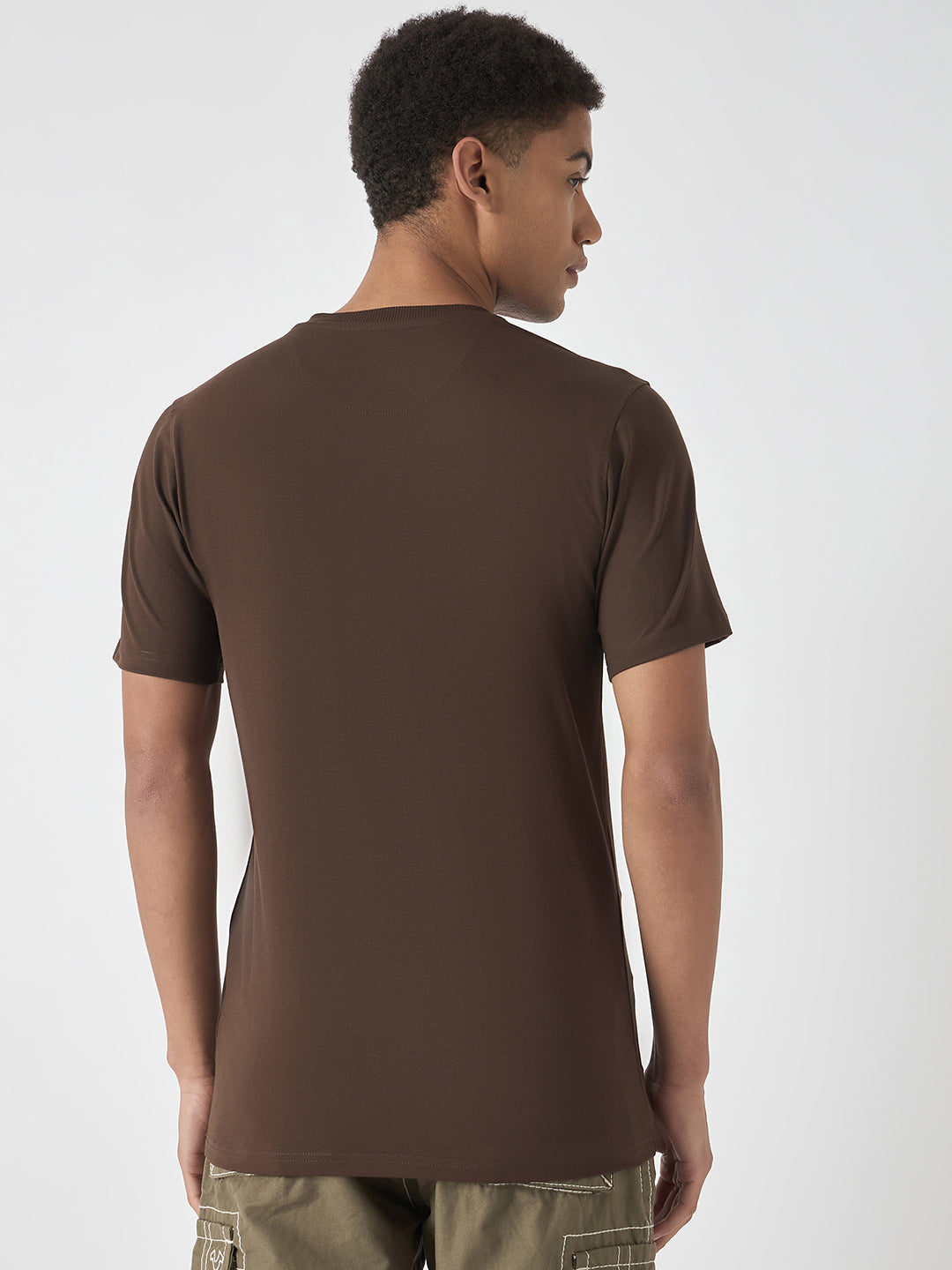 True Religion Men Brown Printed Round Neck Short Sleeves Tshirt