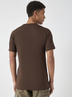 True Religion Men Brown Printed Round Neck Short Sleeves Tshirt