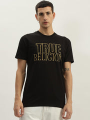 True Religion Men Black Printed Round Neck Short Sleeves Tshirt