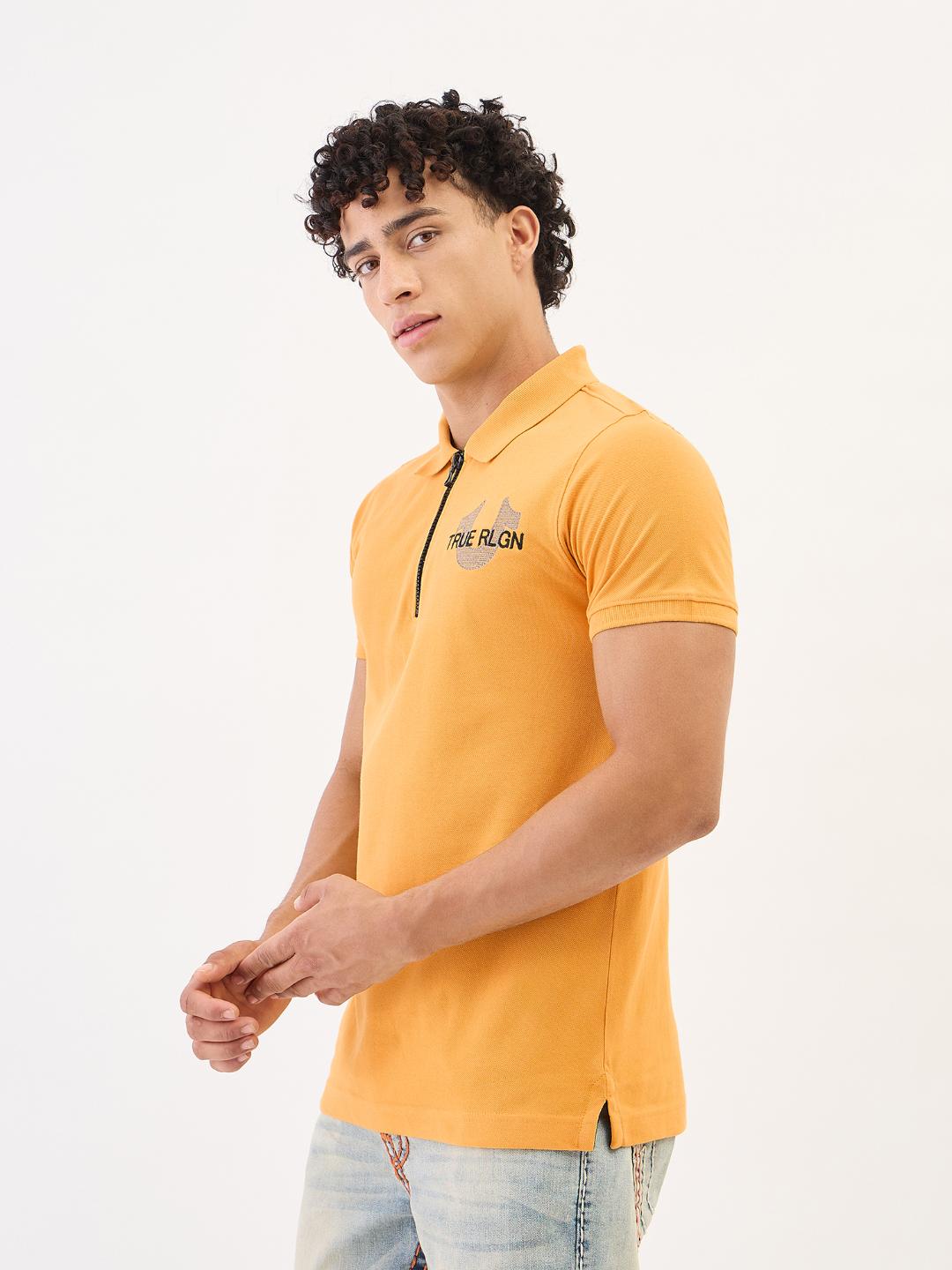 True Religion Men Yellow Solid Polo Tshirt