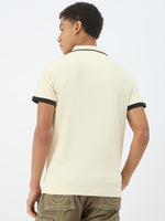 True Religion Men Beige Solid Polo Tshirt