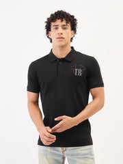 True Religion Men Black Solid Polo Tshirt