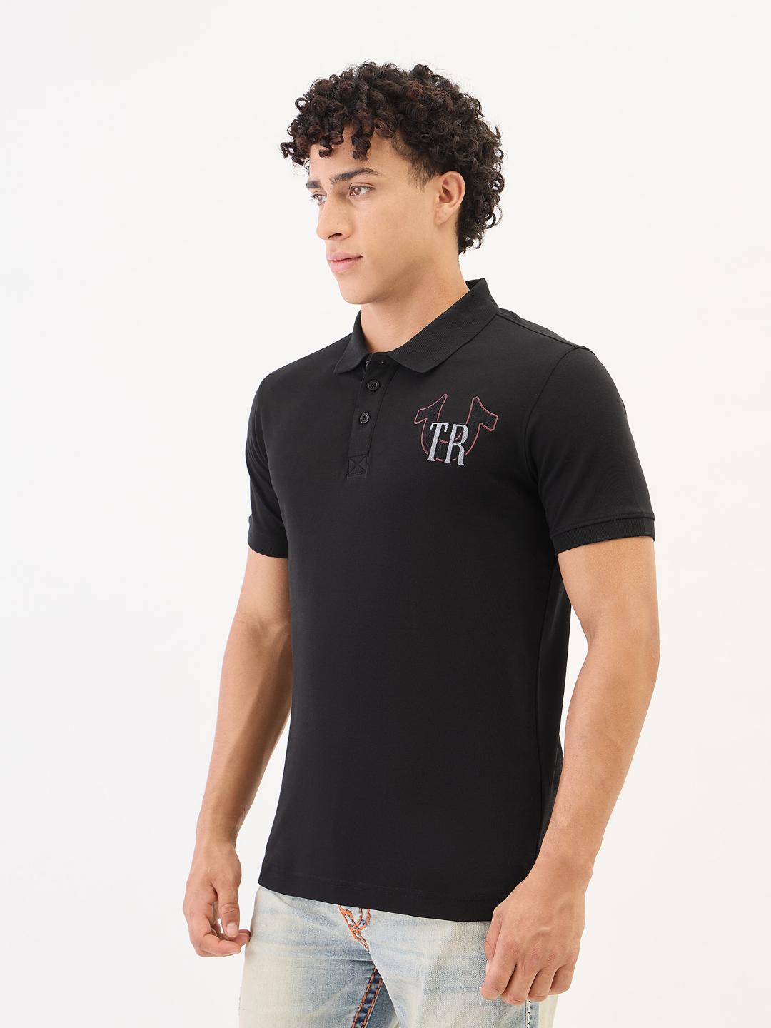 True Religion Men Black Solid Polo Tshirt