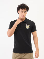 True Religion Men Black Solid Polo Tshirt