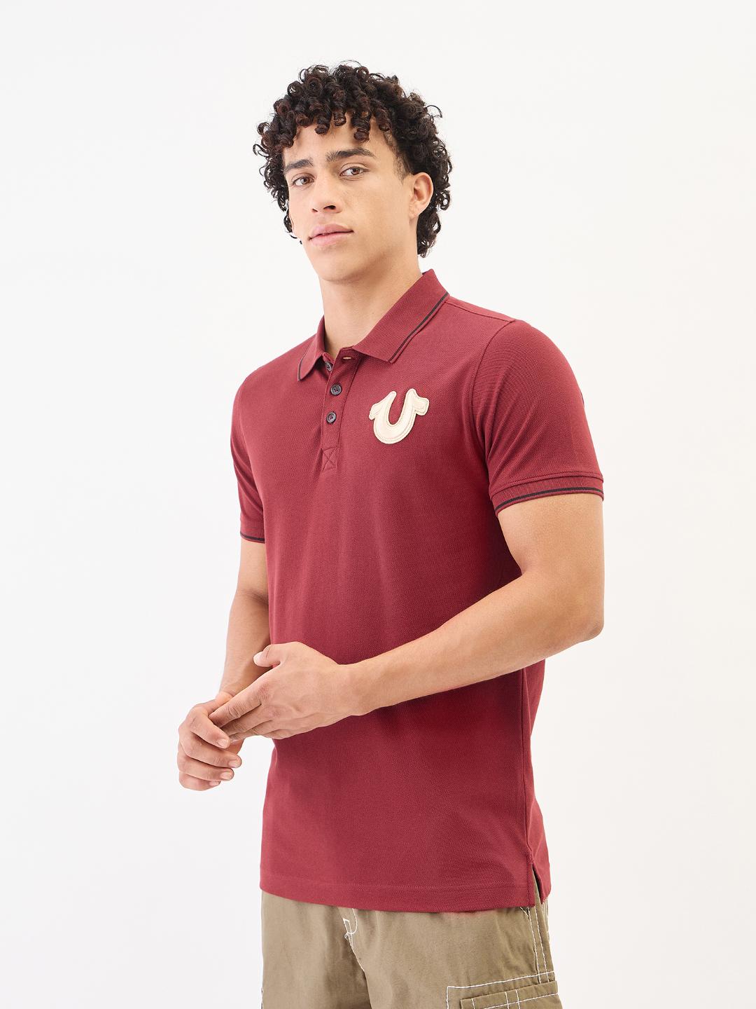 True Religion Men Red Solid Polo Tshirt