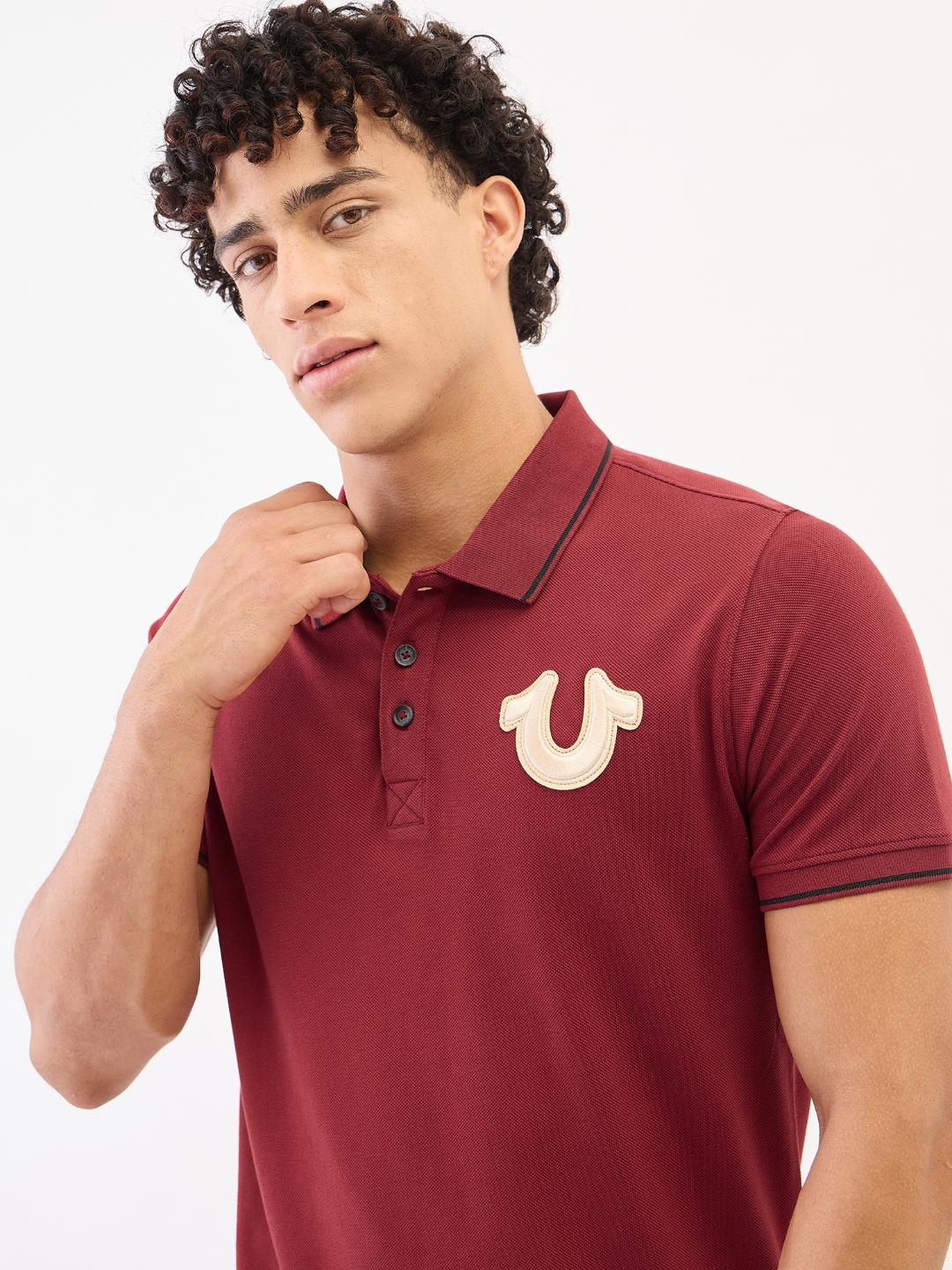 True Religion Men Red Solid Polo Tshirt
