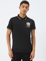 True Religion Men Black Solid Polo Tshirt