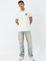 True Religion Men Cream Solid Polo Tshirt