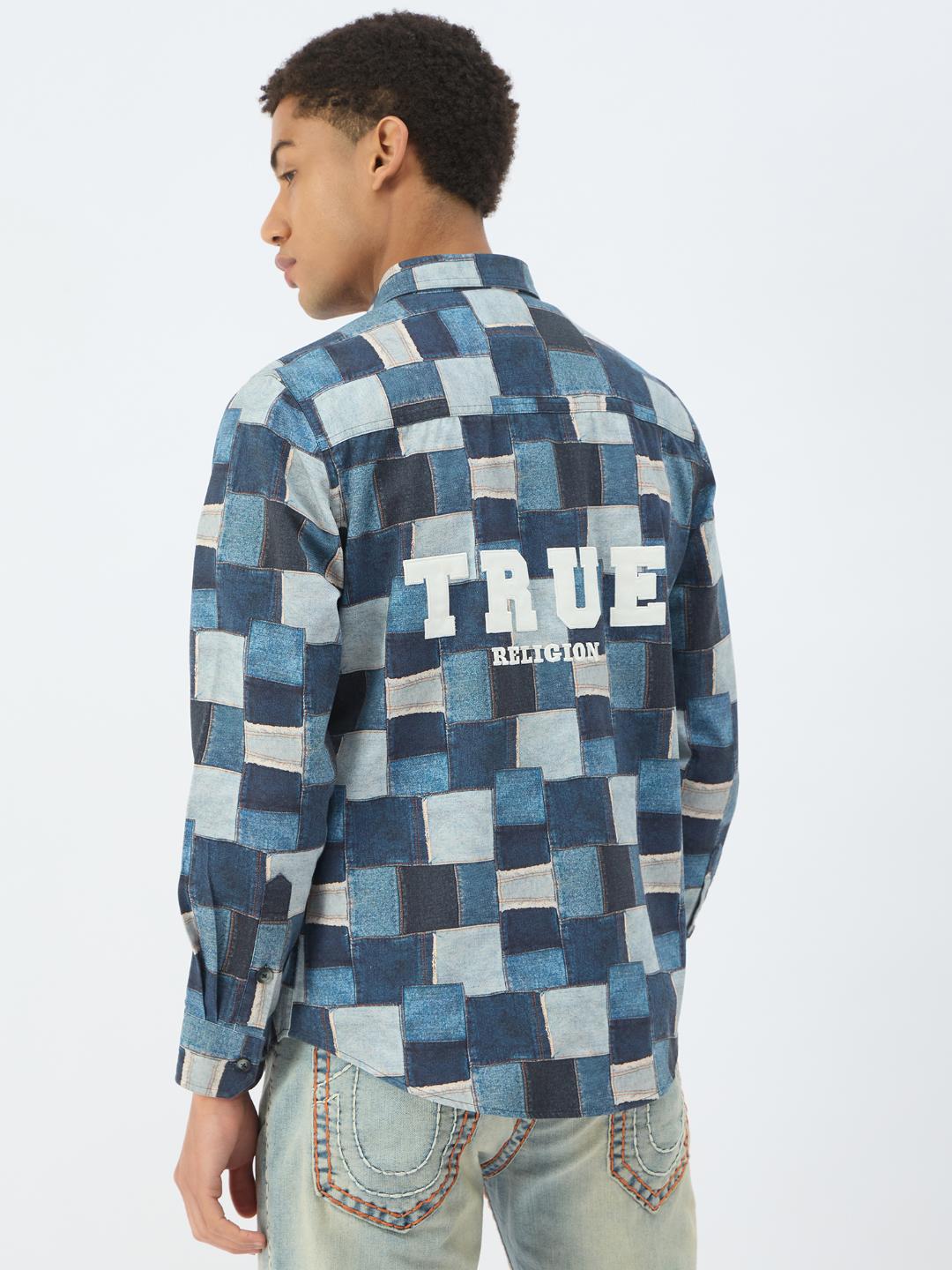 True Religion Men Blue Printed Collar Shirt