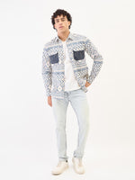 True Religion Men Blue Printed Collar Shirt