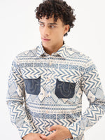 True Religion Men Blue Printed Collar Shirt