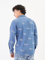 True Religion Men Blue Solid Collar Shirt