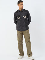 True Religion Men Black Solid Collar Shirt