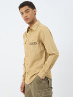 True Religion Men Beige Solid Collar Shirt