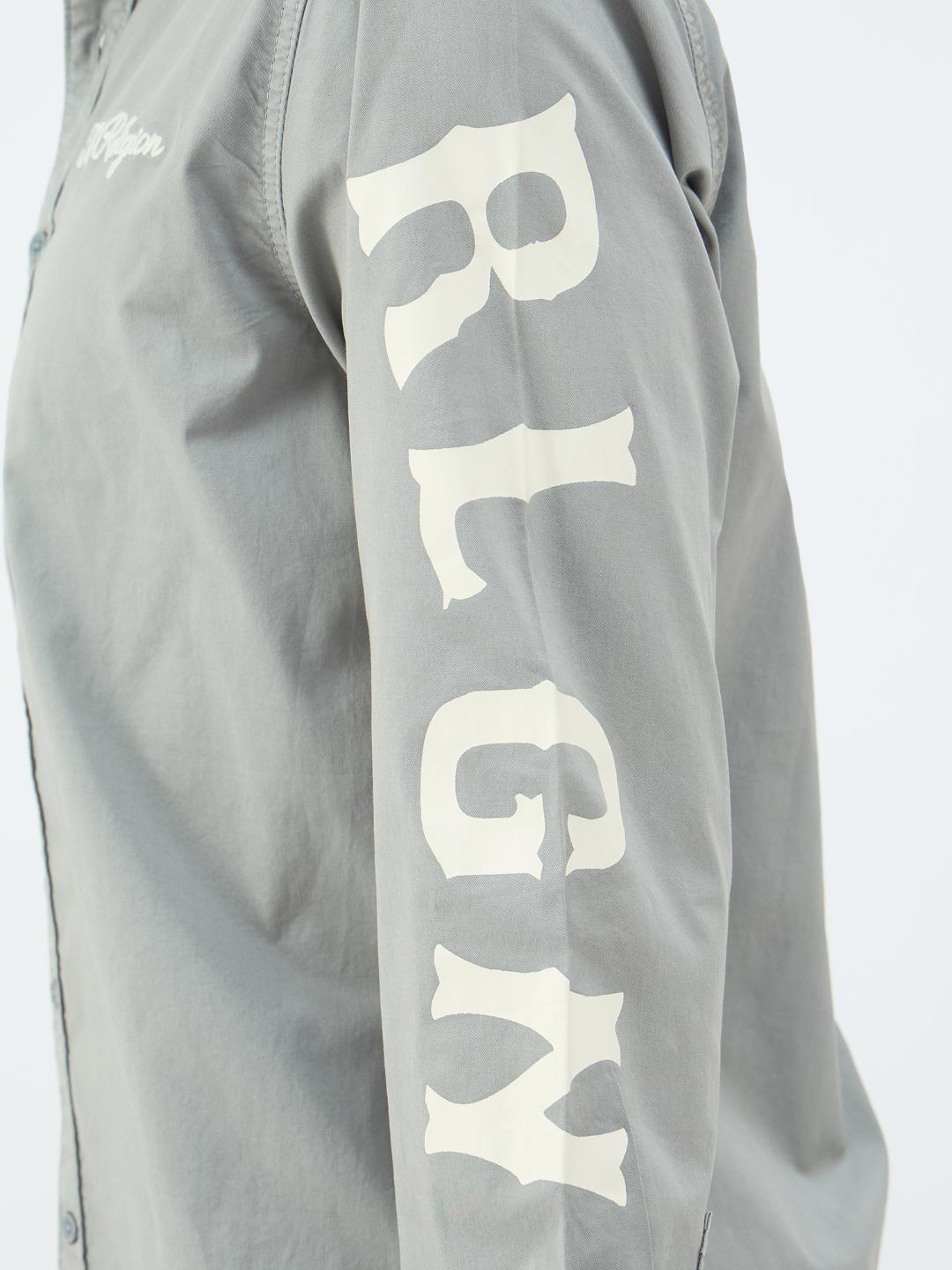 Men grey solid collar shirt